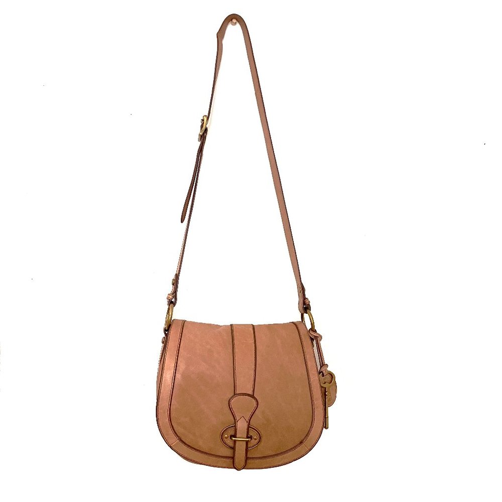 FOSSIL  Brown Tan Leather Crossbody Hobo Shoulder Bag